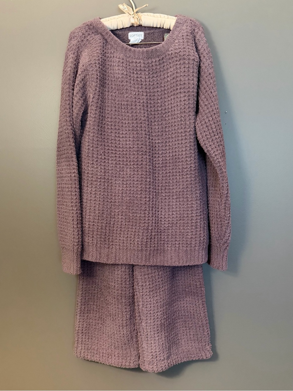 Softies Women's Cozy Waffle-Knit Pajama Set in Dusty Mauve